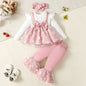 Stylish Newborn Baby Girl Clothes Set 3-24 Months with floral print tops, pants, and headband for one-year outfits.