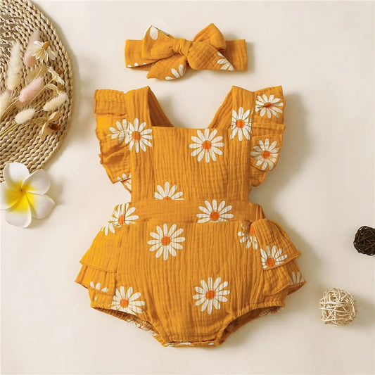 Infant Baby Girl Romper Clothes Ruffle Sleeveless Bodysuit - BabyHaven