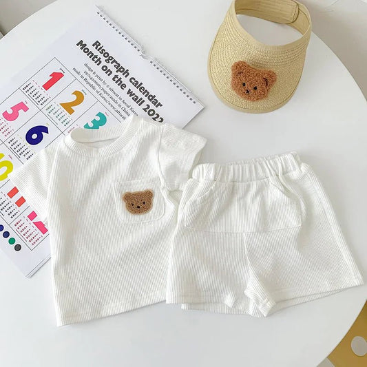 Summer Baby Clothing Set Solid Tee And Shorts 2 Pcs Boys Outfit - BabyHaven