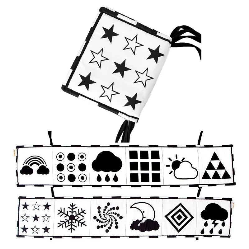 Sensory Cloth Book Baby Toys 0 12 Months Black White Montessori - BabyHaven