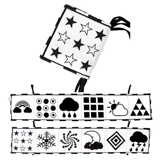 Sensory Cloth Book Baby Toys 0 12 Months Black White Montessori - BabyHaven