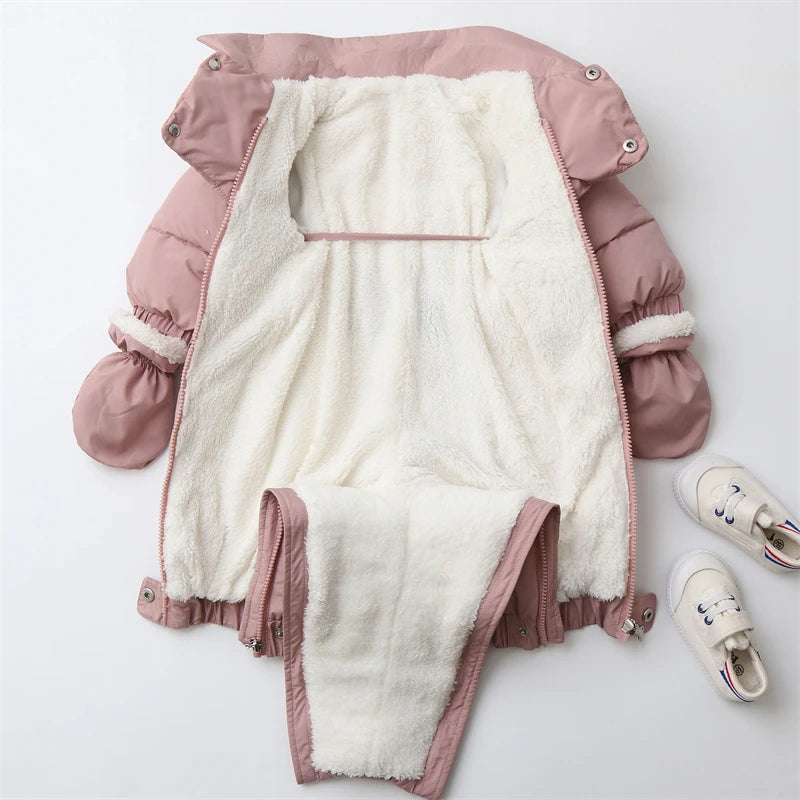Winter Newborn Baby Snowsuit 2025 New Warm Infant Oneies Suit Include Hat, Gloves, Foot Cover Thicken Children Set 0-18 Months