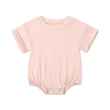 Infant Bamboo Fiber Romper Summer Essential Solid Color Customized T-Shirt Short Sleeve Newborn Bodysuit Baby Jumpsuit 3 - 24 Months - BabyHaven