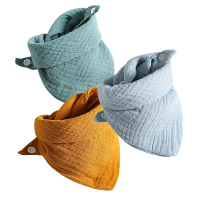 3Pcs/lot Baby Muslin Bibs  Soft Cotton Solid Color Bibs Saliva Towel Boys Girls Feeding Apron Bandana Drool Stuff Bibs