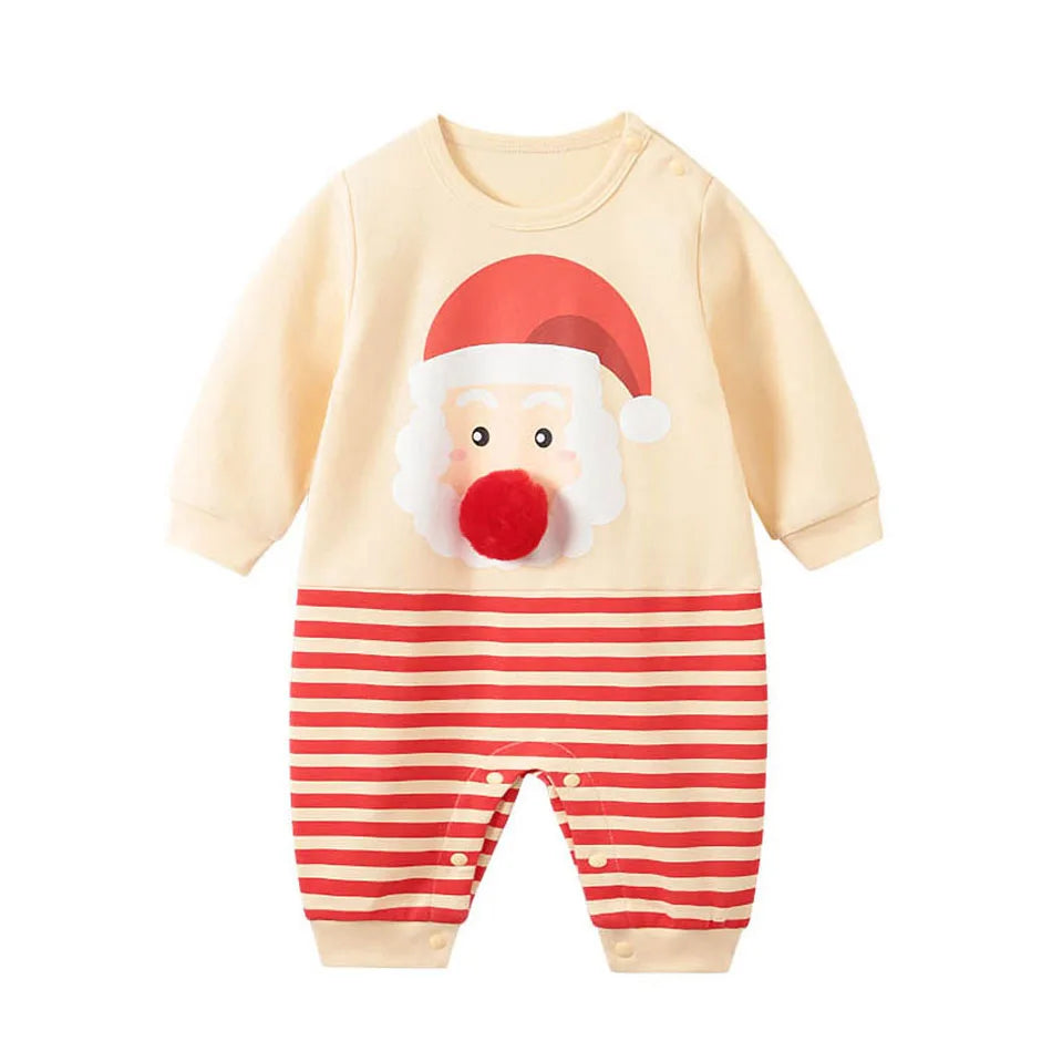 Baby Romper with Hat Newborn Xmas Costume Infant Christmas Outfit Boys Girls Santa Claus One-Piece Reindeer Jumpsuit 0-18 Months