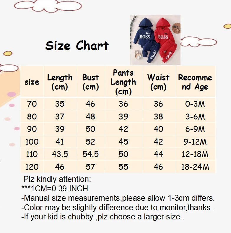 0-2 Years Newborn Baby Boy Hooded Suit 2Pcs Set Sweatsuit