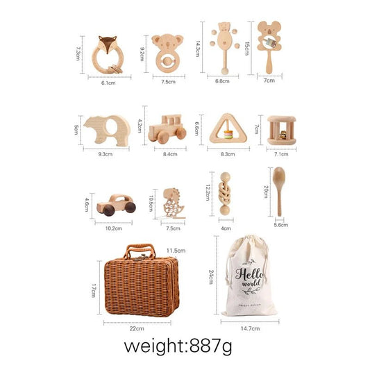 1set Baby Rattle Wooden Crochet Elephant Bells Music Teething Bracelet Pacifier Dummy Clips Gym Play Rodent Baby Products Toy - BabyHaven