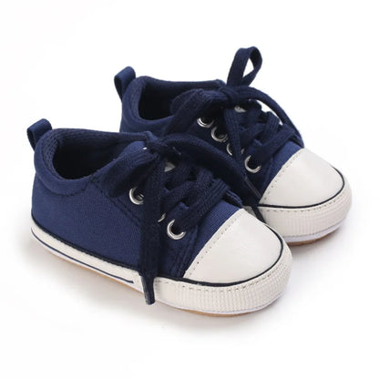 Meckior Baby Sneakers Non-slip Rubber Sole Soft Canvas Shoes