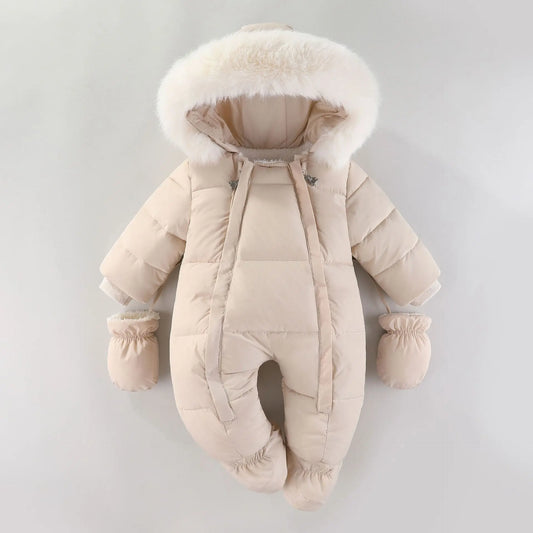 Baby Girls Winter Jumpsuits Plus Velvet Warm Newborn Babys Overalls Infant Girls Snowsuit Toddler Romper Outerwear Coats
