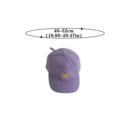 Cute Bear Embroidery Kids Baseball Cap Adjustable Soft Cotton Breathable Sun Hat for Toddler Boys and Girls - BabyHaven
