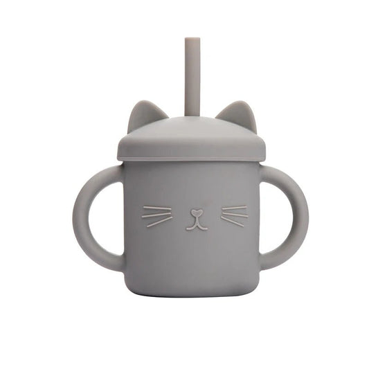 Baby Silicone Straw Feeding Cup BPA Free Children Portable Cartoon Kitty Drink Cup Kids Learning Leakproof Water Feeding Cup - BabyHaven