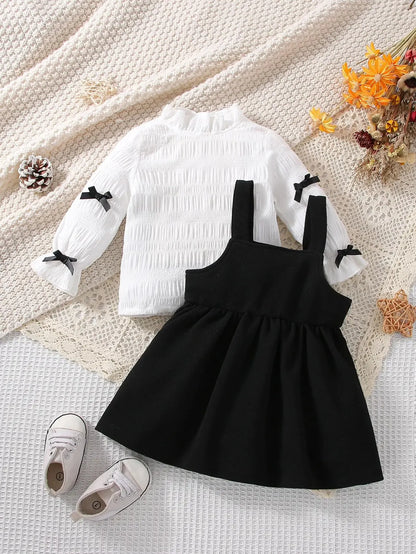 2-Piece Baby Girl Spring and Autumn Casual White Skirt Set