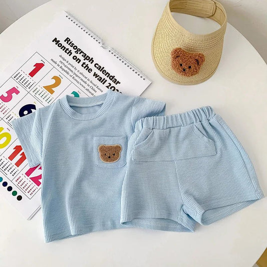 Summer Baby Clothing Set Solid Tee And Shorts 2 Pcs Boys Outfit - BabyHaven