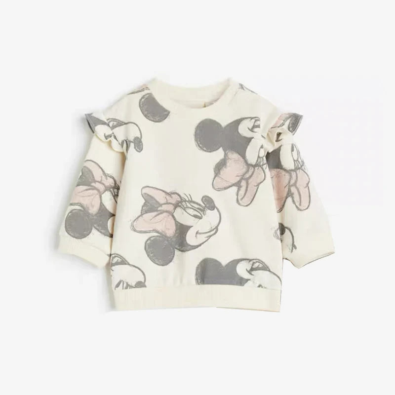 Cute Minnie Print Tops 2pcs For Girls Autumn Tracksuit Set