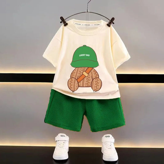 Summer Toddler Baby Clothes Boys Cotton Bear T-Shirt Shorts Set - BabyHaven