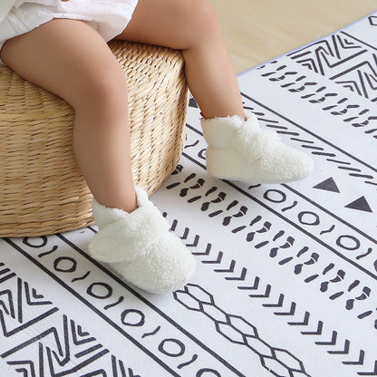 Infant Baby Boy Girl Cozy Fleece Bootie Newborn Stay On Slipper Winter Warm Gripper Non-Slip Crib Shoes