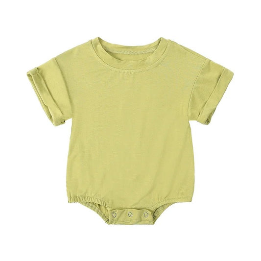 Infant Bamboo Fiber Romper Summer Essential Solid Color Customized T-Shirt Short Sleeve Newborn Bodysuit Baby Jumpsuit 3 - 24 Months - BabyHaven