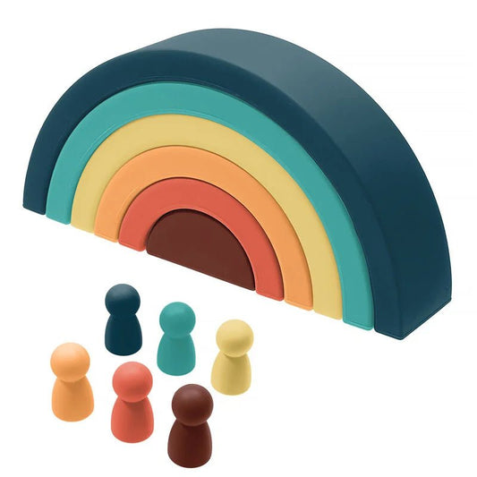 New 6 - 10pcs Baby Silicone Building Block BPA Free Rainbow Soft Block 3D Educational Montessori Toys Baby Teether Gifts - BabyHaven