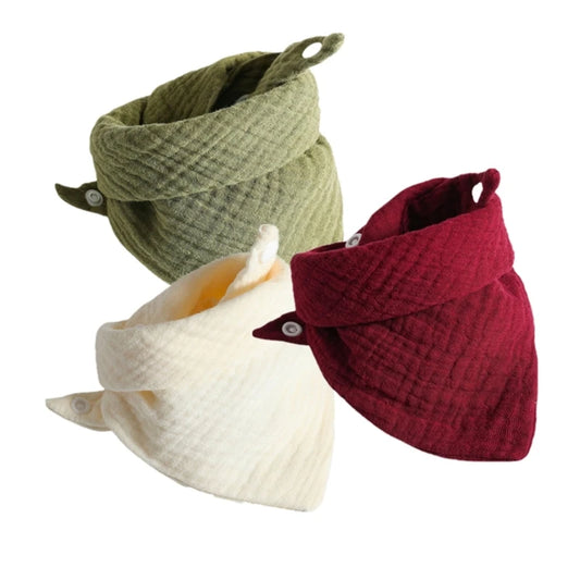 3Pcs/lot Baby Muslin Bibs  Soft Cotton Solid Color Bibs Saliva Towel Boys Girls Feeding Apron Bandana Drool Stuff Bibs