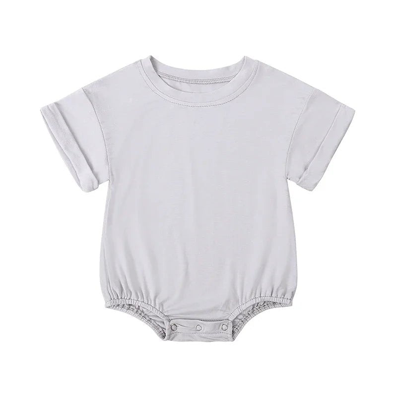 Infant Bamboo Fiber Romper Summer Essential Solid Color Customized T-Shirt Short Sleeve Newborn Bodysuit Baby Jumpsuit 3 - 24 Months - BabyHaven