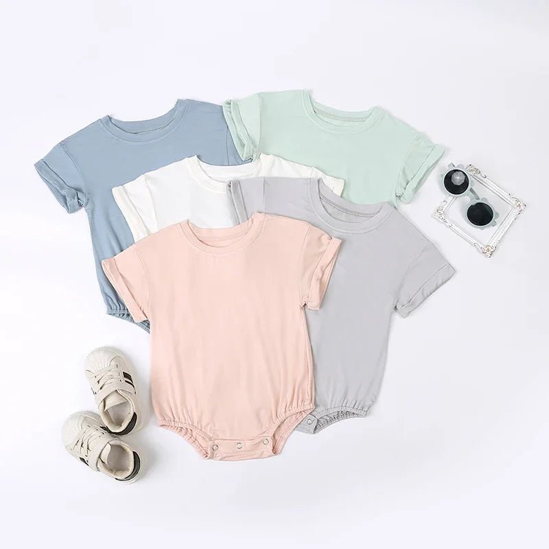 Infant Bamboo Fiber Romper Summer Essential Solid Color Customized T-Shirt Short Sleeve Newborn Bodysuit Baby Jumpsuit 3 - 24 Months - BabyHaven