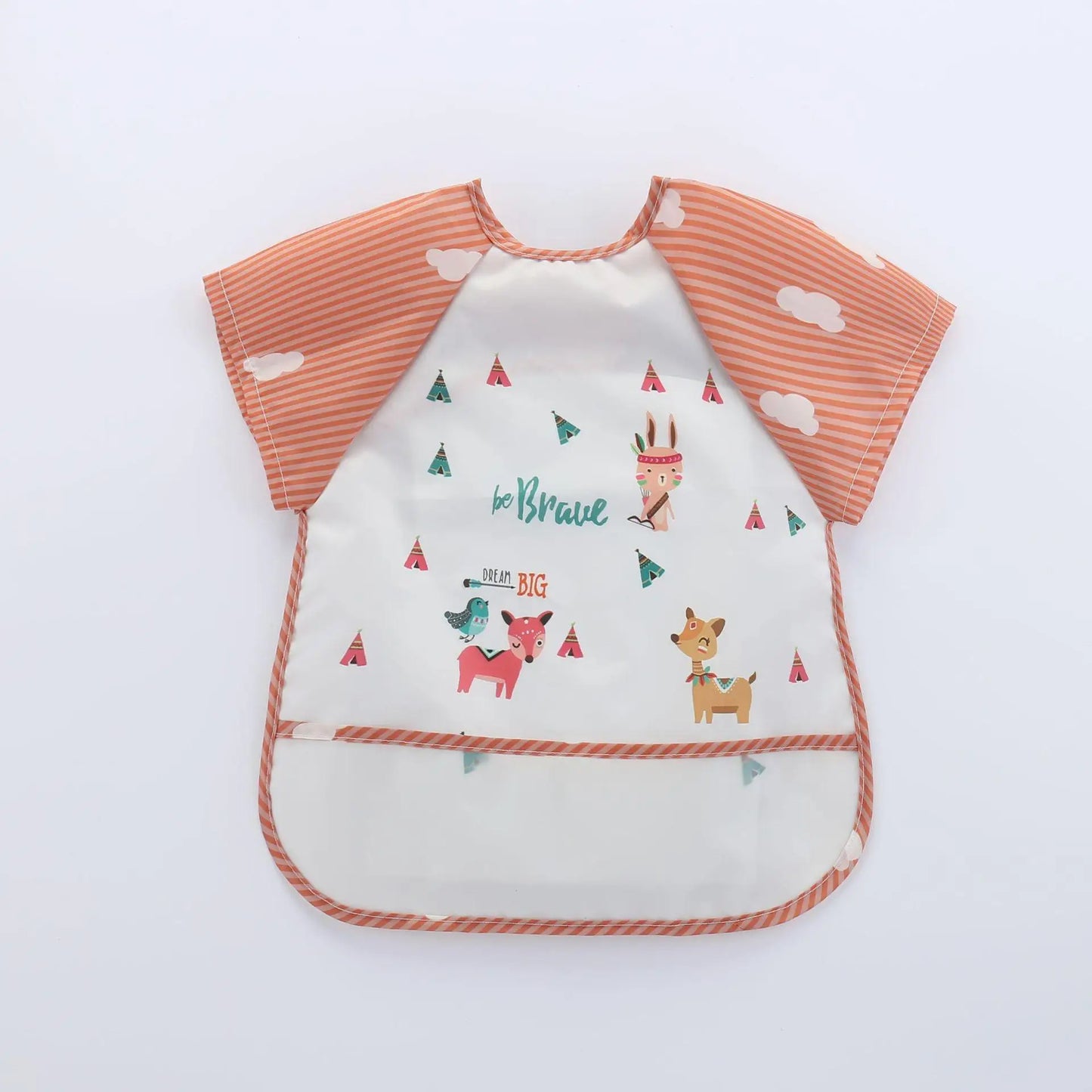 Baby Bibs Cute Colorful Cartoon Waterproof Bib Infant Eating Children Drawing Long Sleeve Pocket Apron Self Feeding Baby 0-3Y