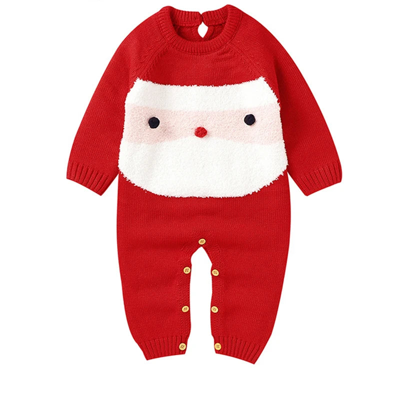 Sending Hats Baby Christmas Rompers Clothes Red Reindeer Knit Newborn Boy Girl Jumpsuits Winter Infant Kids New Year Playsuits