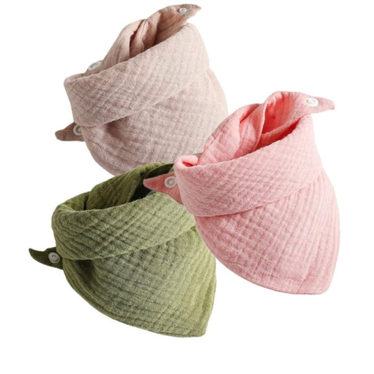 3Pcs/Lot Baby Muslin Bibs Soft Cotton Solid Color Bibs - BabyHaven