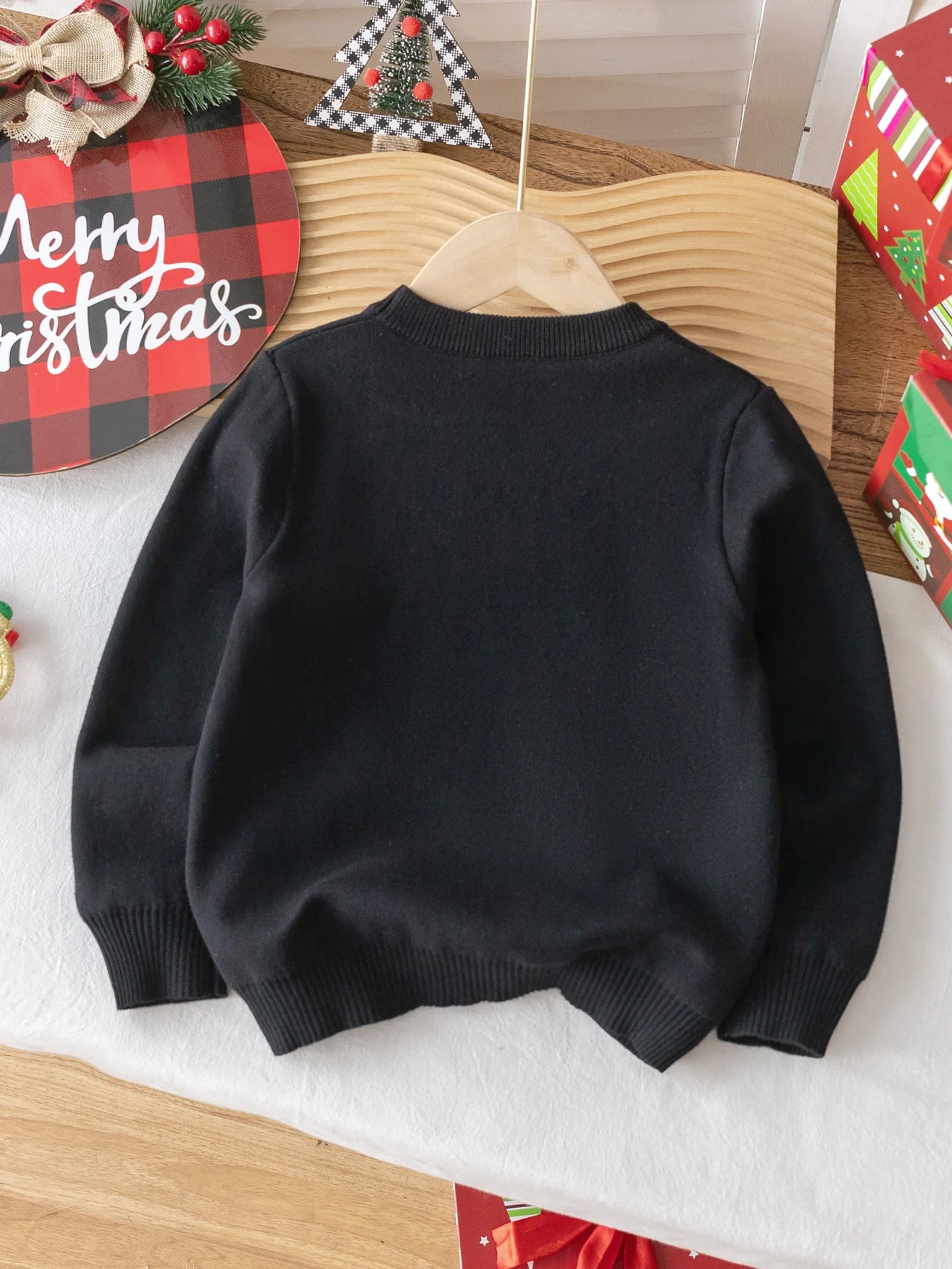 Boys and girls Christmas reindeer pattern sweater knitted pullover suitable for Christmas parties in spring, autumn, and winter