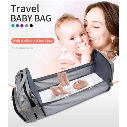 New Folding Mommy Bag Lightweight Portable Crib Bed Backpack