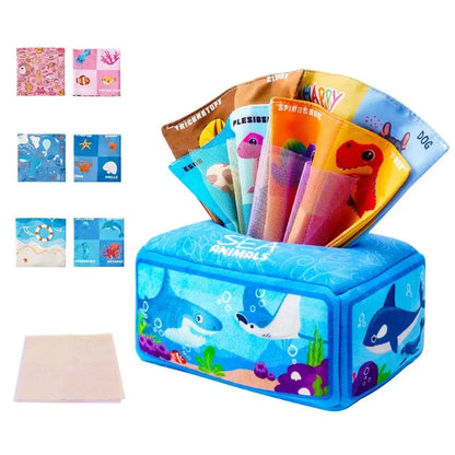 Baby Draw Paper Towel Tearing Tissue Box Montessori Toy