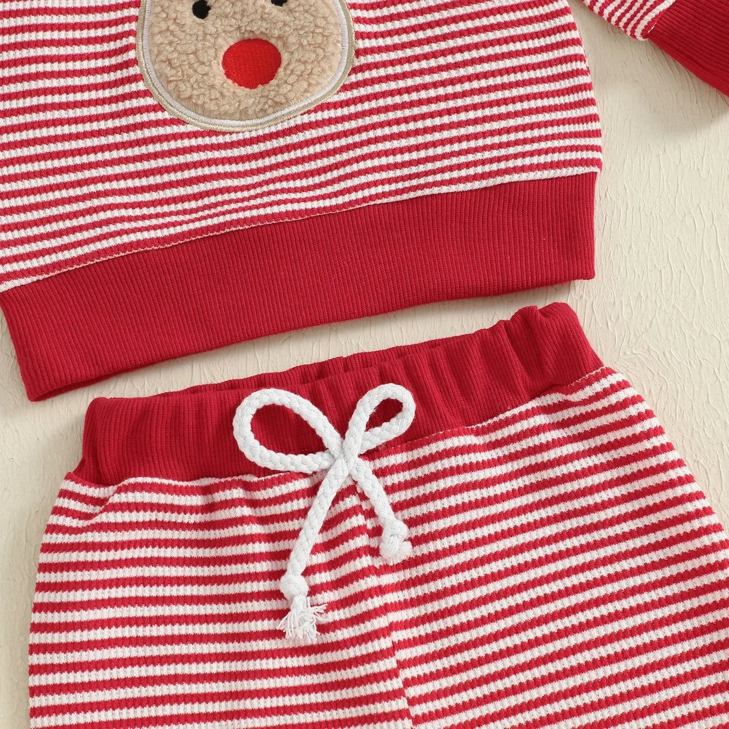 2025 Christmas Baby Boy Clothes Cotton 2Pcs Sets 0-3Y Newborn Baby Girls Reindeer Embroidery Striped Sweatshirt and Pants Outfit