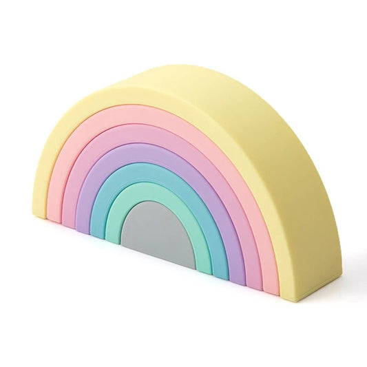 New 6 - 10pcs Baby Silicone Building Block BPA Free Rainbow Soft Block 3D Educational Montessori Toys Baby Teether Gifts - BabyHaven
