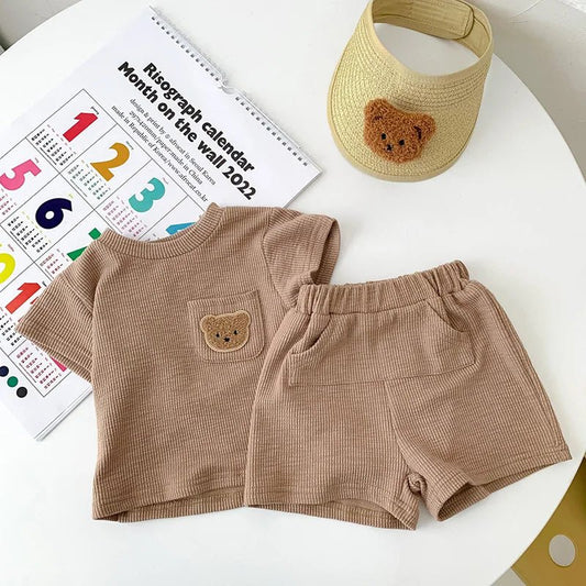 Summer Baby Clothing Set Solid Tee And Shorts 2 Pcs Boys Outfit - BabyHaven