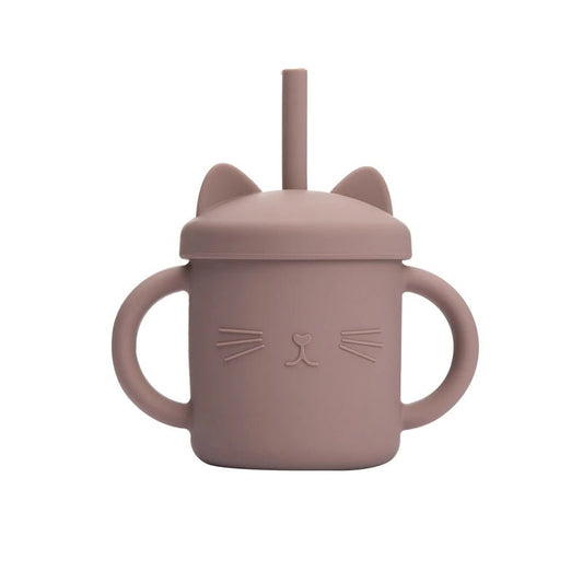Baby Silicone Straw Feeding Cup BPA Free Children Portable Cartoon Kitty Drink Cup Kids Learning Leakproof Water Feeding Cup - BabyHaven
