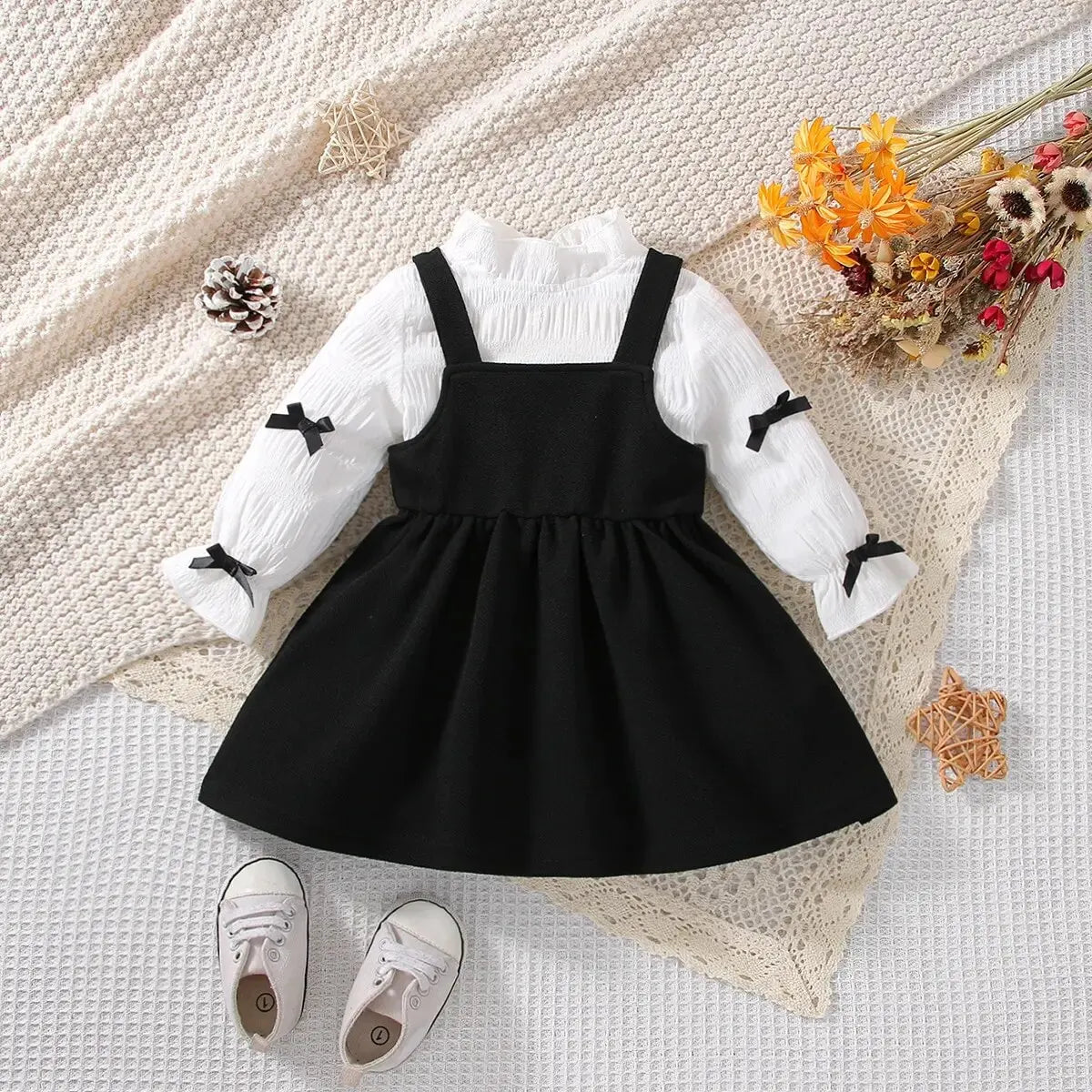 2-Piece Baby Girl Spring and Autumn Casual White Skirt Set