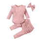 Stylish 3Pcs Baby Girl Outfit Set Newborn Toddler Kids Clothing with lace ruffles, perfect for little girls by bibihou.