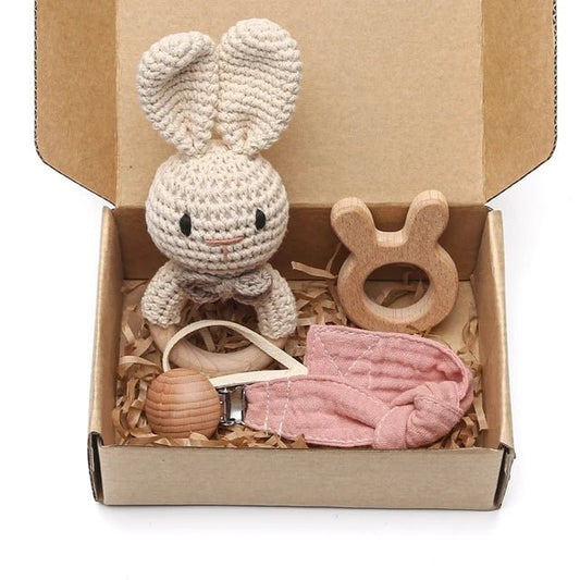 1set Baby Rattle Wooden Crochet Elephant Bells Music Teething Bracelet Pacifier Dummy Clips Gym Play Rodent Baby Products Toy - BabyHaven