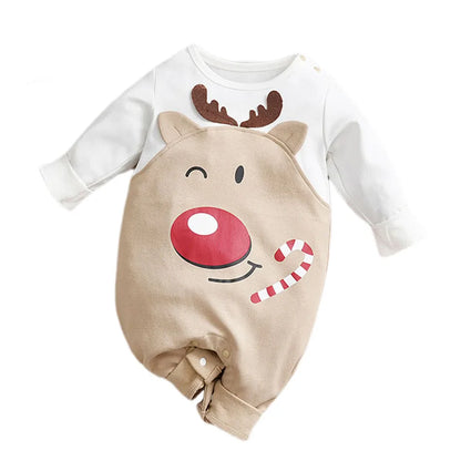 Baby Romper with Hat Newborn Xmas Costume Infant Christmas Outfit Boys Girls Santa Claus One-Piece Reindeer Jumpsuit 0-18 Months