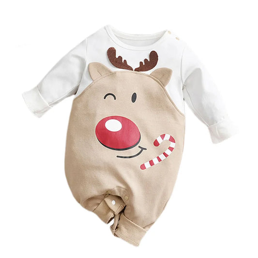 Baby Romper with Hat Newborn Xmas Costume Infant Christmas Outfit Boys Girls Santa Claus One-Piece Reindeer Jumpsuit 0-18 Months