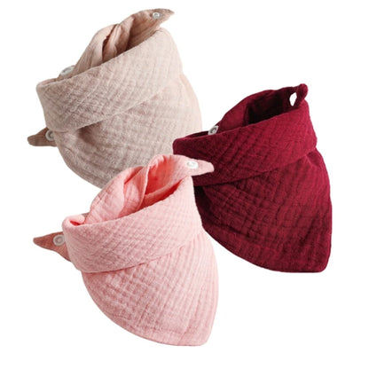 3Pcs/lot Baby Muslin Bibs  Soft Cotton Solid Color Bibs Saliva Towel Boys Girls Feeding Apron Bandana Drool Stuff Bibs
