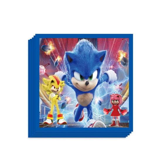 Cartoon Sonics Party Supplies Disposable Plates Tablecloth Cake Topper Banner for Kids Birthday Decor - BabyHaven