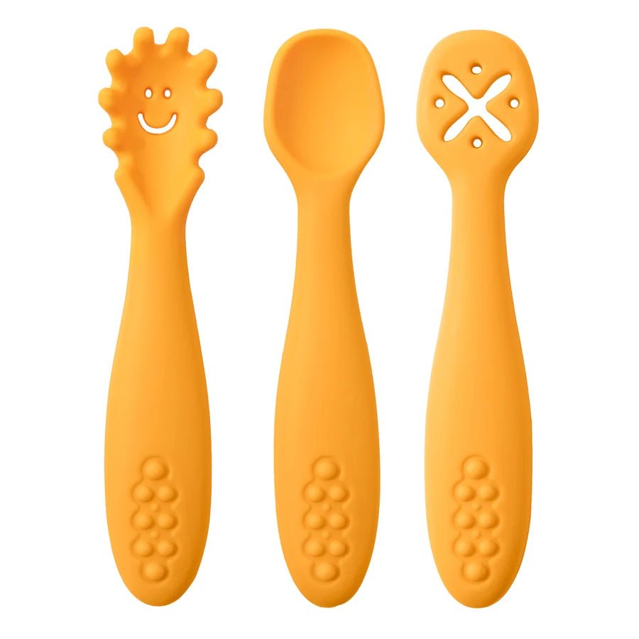 3PCS Silicone Spoon Fork Set For Baby Feeding Utensils - BabyHaven