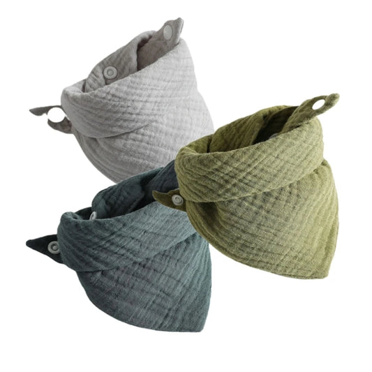3Pcs/lot Baby Muslin Bibs  Soft Cotton Solid Color Bibs Saliva Towel Boys Girls Feeding Apron Bandana Drool Stuff Bibs