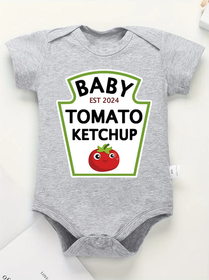 Funny Cute Baby Tomato Ketchup Bodysuit 100% Cotton Red