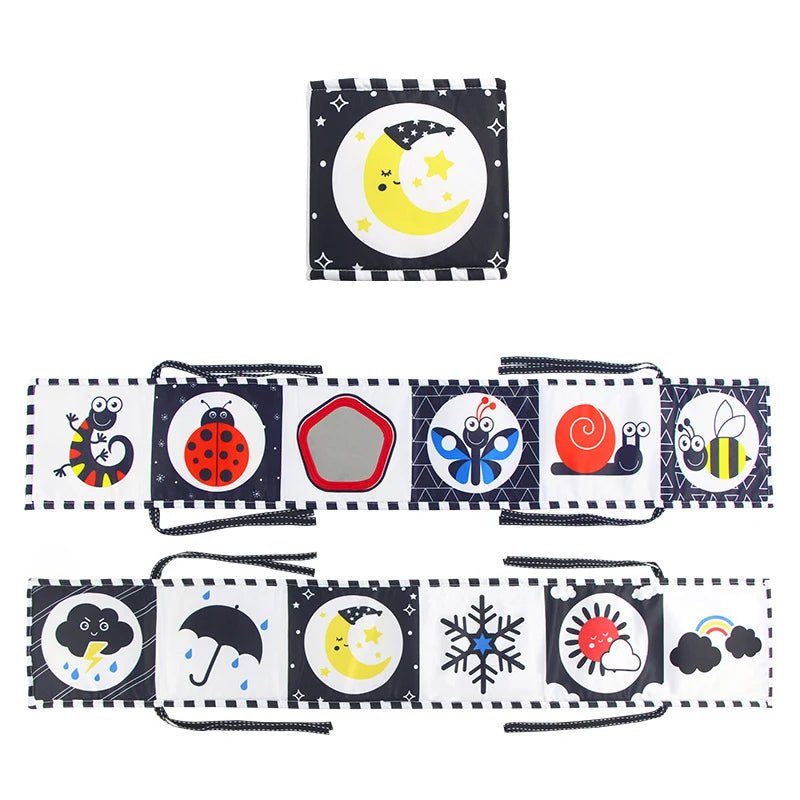 Sensory Cloth Book Baby Toys 0 12 Months Black White Montessori - BabyHaven