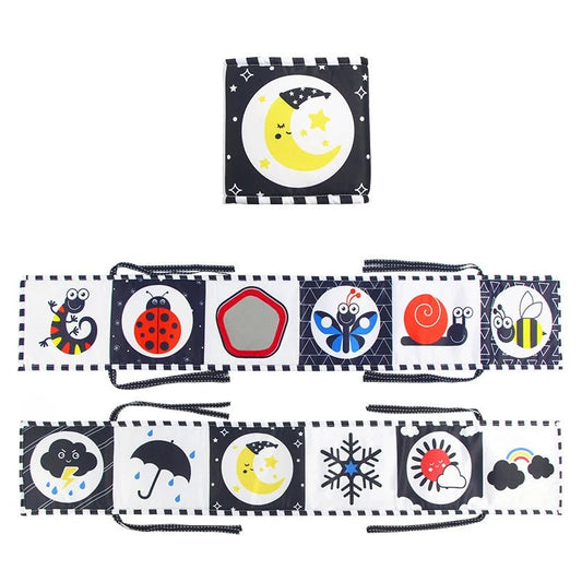 Sensory Cloth Book Baby Toys 0 12 Months Black White Montessori - BabyHaven