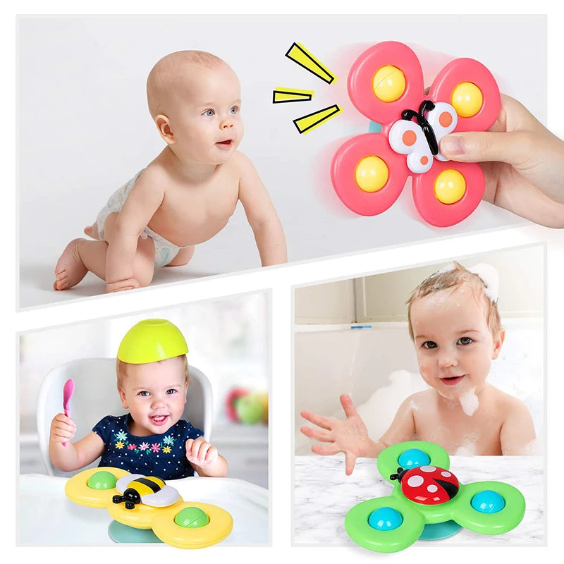 3pcs Baby Cartoon Fidget Spinner Toys Colorful Insect Gyro