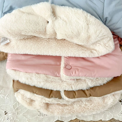 Korean Style Baby Boys Girls Winter Coat Fleece Lined Thickened Cotton Padded Jacket Cute Bear Ear Hooded Warm Outerwear