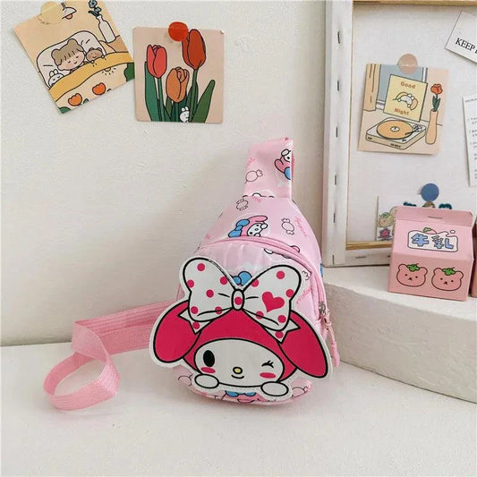 Adorable Hello Kitty bag for kids with pink design and adjustable straps.